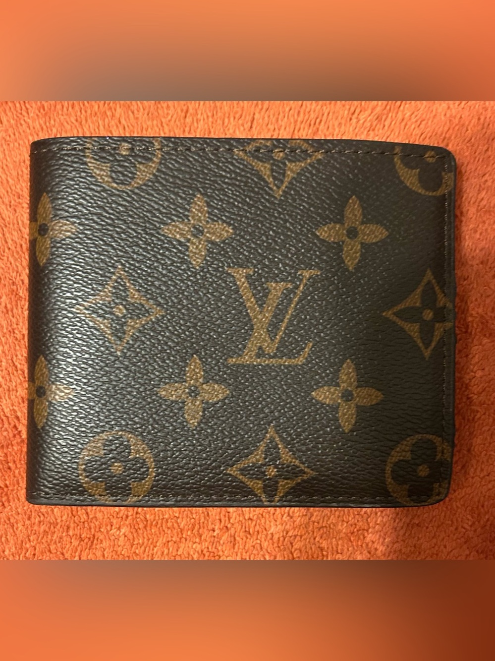 Fashion Initialed LV Monogram Canvas Wallet in Brown and Gold